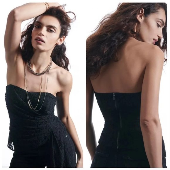 Anthropologie X Mare Mare Black Corseted Lace Strapless Tube Top Anthro - Picture 4 of 7